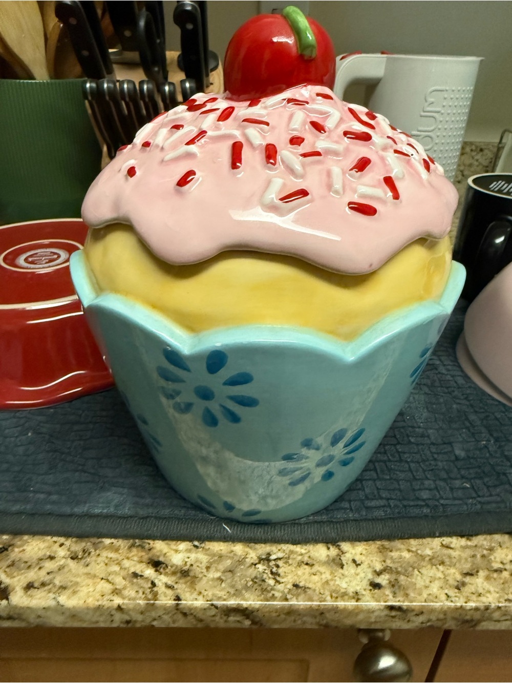Pier 1 Hand-Painted Cupcake Cookie Jar